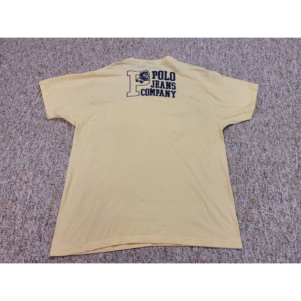 Polo Jeans Co Ralph Lauren Shirt‎ Mens Medium Yellow Pocket Back Graphic 22 Tee